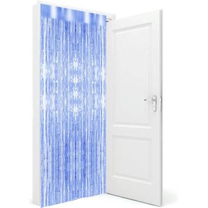 2x stuks folie deurgordijn blauw 200 x 100 cm - Feestartikelen/versiering - Tinsel deur gordijn