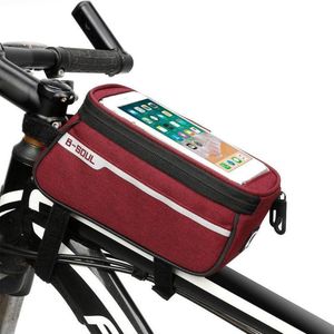 Frametas voor Smartphone | Telefoonhouder Fiets | Universele Fietstas | Extra Opbergruimte | Powerbank | Rood