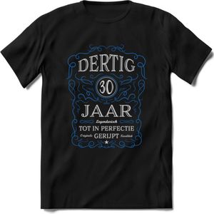 30 Jaar Legendarisch Gerijpt T-Shirt | Blauw - Grijs | Grappig Verjaardag en Feest Cadeau Shirt | Dames - Heren - Unisex | Tshirt Kleding Kado | - Zwart - S