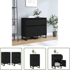 The Living Store Dressoir - Trendy - Opbergkast - Afmeting- 40x35x70 cm - Kleur- Zwart - Materiaal- Bewerkt hout en ijzer