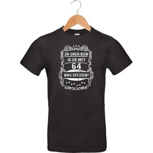 Zo goed met - 64 jaar - T-Shirt Classic - 100% katoen - leeftijd - geboortejaar - verjaardag en feest - cadeau - kado - unisex - zwart - maat S