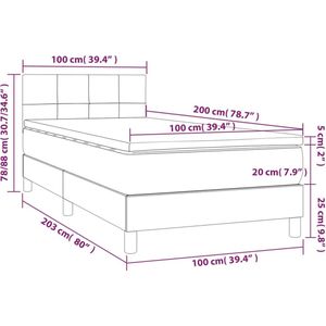 vidaXL - Boxspring - met - matras - fluweel - roze - 100x200 - cm