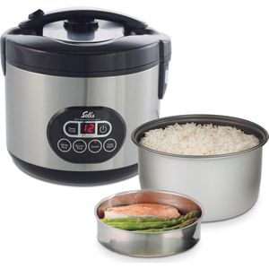 Solis Rice Cooker Duo Programm 817 - Rijstkoker en Stoomkoker - Groente Stomer - Zilver