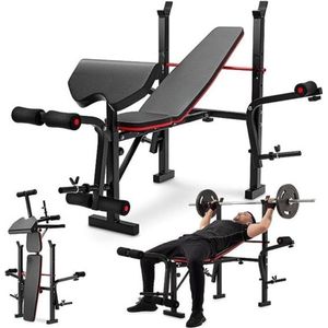Thuys – Bench Fitness – Halterbank – Bench Press – Multifunctioneel – Met Halterhouder – Verstelbaar – Alles-in-één – Zwart