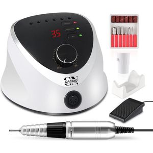 2022 Nagelfrees - M12 Electrische Nagelvijl - 35000 RPM - Acrylnagels - Gelnagels - Manicure/Pedicure Handen en Voeten - Nagels - Nail Drill Machine - Inclusief 6 bitjes - Wit/Zwart