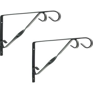 Nature Muurhaak / plantenhaak - 3x stuks - zwart - voor plantenpotten - geplastificeerd verzinkt staal - 18.5 x 30 cm - hanging basket haak
