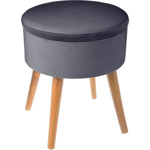 Fluwelen kist met grenen poten 43 cm - Overig - Grijs - Gris - SILUMEN