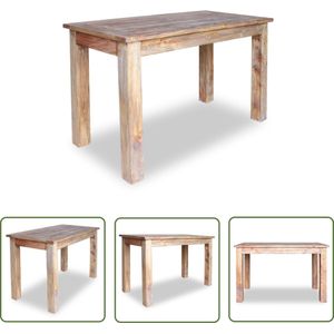 The Living Store Eettafel 120x60x77 cm massief mahoniehout - Eetkamertafel - Houten Tafel - Vintage Tafel - Industriële Tafel - Rustic Tafel
