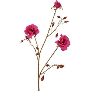 Viv! Home Luxuries Roos met rozenbottels - zijden bloem - roze met goud - 81cm