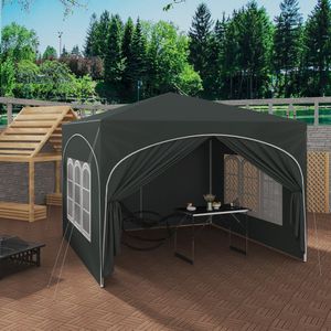 LiMa® - Opvouwbaar tuinhuisje met 4 zijwanden - Partytent waterafstotend UV bescherming - Afmeting 3mx3m - In hoogte verstelbaar- Grijs