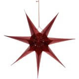 Verlichte papieren kerstster lampion rood 60 cm op batterijen - Kerststerren met licht - Kerstdecoratie/kerstversiering