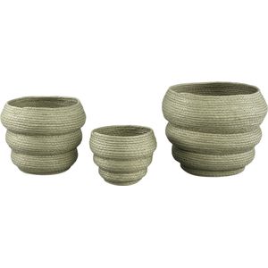 PTMD Summera Green round paper rope pot layered SV3