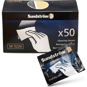 Sundström SR 5226 schoonmaakdoekjes voor dagelijkse reiniging van maskers en de verzorging van gehoorbescherming en oogbescherming. - 50 stuks
