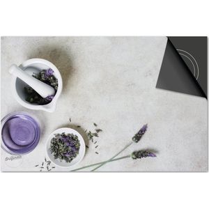 Inductie beschermer 83x51,5 - afdekplaat inductie mat - Dietrix Kookplaat beschermer - DELUXE - Bloemen en Planten - Lavendel Flatlay