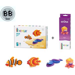 Hey Clay -Boetseerklei - Set 2 doosjes - 4 zeedieren