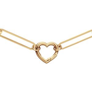 Glow 202.1472.45 Dames Ketting - Collier - Sieraad - Schakelketting - Hart - 14 Karaat Goud - Fantasie - 5 mm breed - 45 cm lang