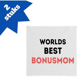 Akyol - worlds best bonusmom brillendoekjes - Mama - de beste bonusmoeder - moeder cadeautjes - moederdag - verjaardagscadeau - verjaardag - cadeau - geschenk - kado - gift - moeder artikelen - 17,8 bij 17,8 cm - 2 stuks
