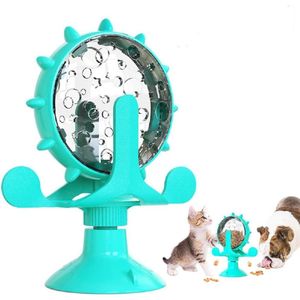 Kattenspeelgoed - Speelgoed voor katten Interactief traktatie dosering feeder windmolen draaitafel zuignap plagen dispenser puppy huisdier