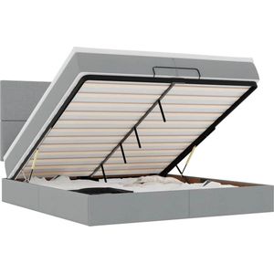 vidaXL - Ottoman - bed - met - matrassen - 200x200cm - stof - lichtgrijs