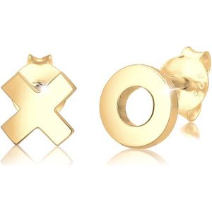 Elli Dames Oorbellen Dames XOXO Opschrift in 925 Sterling Zilver Verguld