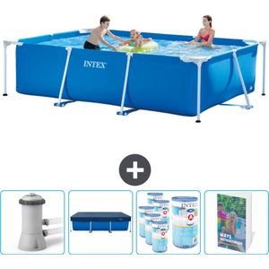 Intex Rechthoekig Frame Zwembad - 300 x 200 x 75 cm - Blauw - Inclusief Zwembadfilterpomp - Afdekzeil - Filters - Zwembadgids