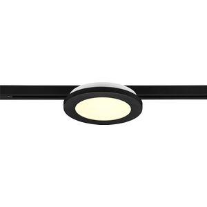 LED Railverlichting - Plafondlamp - Plafondverlichting - DUOLINE - 2 Fase - 9W - Warm Wit 3000K - Dimbaar - Rond - Mat Zwart - Kunststof