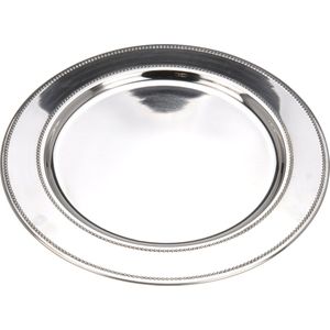 6x Ronde RVS dinerborden/onderborden zilver 33 cm