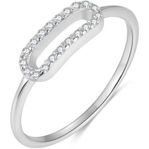 Twice As Nice Ring in zilver, open ovaal, steentjes 50