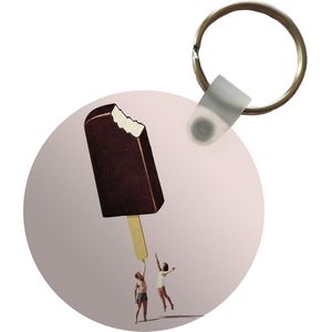 Sleutelhanger - IJs - Chocolade - Pastel - Vintage - Plastic - Rond - Uitdeelcadeautjes