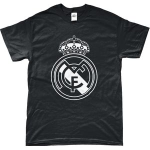 Real Madrid Shirt - Logo - T-Shirt - Madrid - UEFA - Champions League - Voetbal - Artikelen - Zwart - Unisex - Regular Fit - Maat XL