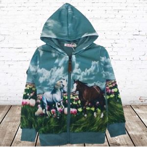 Blauw vest met paarden print -s&C-86/92-Meisjes vest