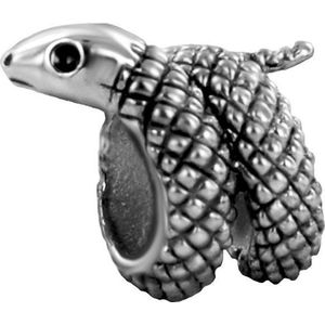 Quiges - Aanschuif Charm Bedel RVS Zilverkleurig Slang voor Leren Armbanden - EHCR050