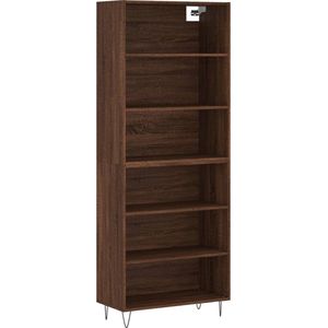 vidaXL - Hoge - kast - 69,5x32,5x180 - cm - bewerkt - hout - bruin - eikenkleur