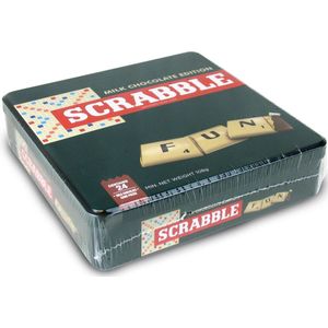 Scrabble Chocolade spel - in luxe Vintage bewaarblik