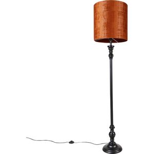 QAZQA classico - Klassieke Vloerlamp | Staande Lamp met kap - 1 lichts - H 172 cm - Oranje - Woonkamer | Slaapkamer | Keuken