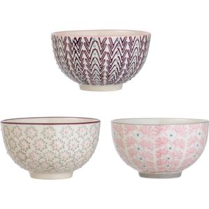Schaal set van 3 roze grijs paars keramiek - Bloomingville Schalen set