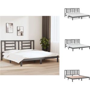 vidaXL Houten Bedframe - Grijs - 205.5 x 205.5 x 31 cm - Massief grenenhout - Geschikt voor 200 x 200 cm matras - Bed