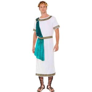 Smiffy's - Griekse & Romeinse Oudheid Kostuum - Romeinse Azuren Keizer - Man - Groen, Wit / Beige - Large - Carnavalskleding - Verkleedkleding