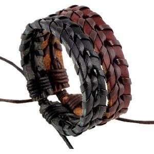 Fako Bijoux® - Leren Armband - Leder - Twister - Set