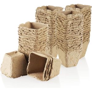 64 x vierkante kweekpotten voor planten - plantenpot voor kweken - bloempot voor planten kweken - bruin. Kweekbak
