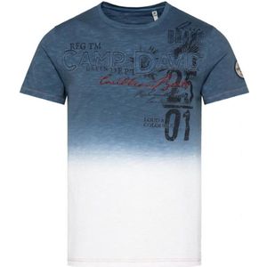 Camp David T-Shirt met kleurovergang en logo applicaties, Blauw