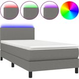 vidaXL-Boxspring-met-matras-en-LED-stof-donkergrijs-100x200-cm