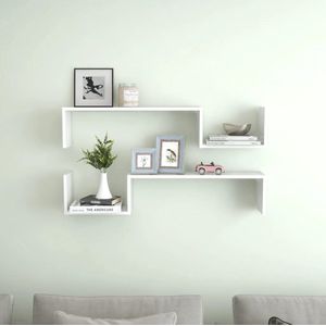 The Living Store Wandplank - Hoogglans wit - 100 x 15 x 20 cm - Materiaal- spaanplaat