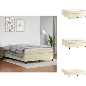 vidaXL Boxspringframe - Boxspring - 193 x 140 x 35 cm - Kleur- crème - Materiaal- kunstleer - Bed