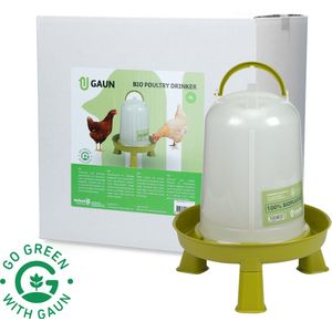 Gaun Pluimvee drinktoren – 100% gerecycled materiaal – Waterdispenser – 30x27x31cm – Op pootjes – 5 Liter – Green Lemon