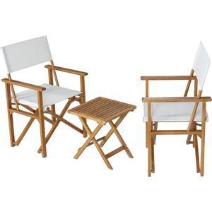 Bistroset Capistrello 3-delig tuintafel met 2 tuinstoelen houtkleurig en wit casa.pro