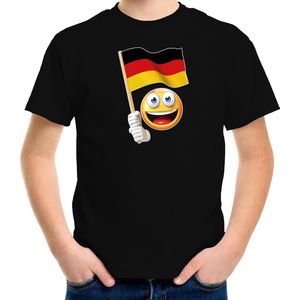 Duitsland supporter / fan emoticon t-shirt zwart voor kinderen 110/116