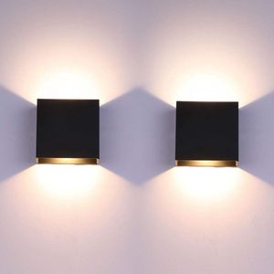 Moderne zwarte aluminium LED-wandlampen voor binnen - Set van 2 - Boven naar beneden verlichting - 6 W - Woonkamer