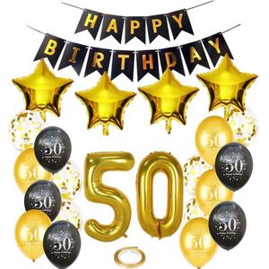 Joya Party® 50 jaar verjaardag feest pakket | Versiering Ballonnen voor feest 50 jaar | Vijftig Verjaardag Versiering | Ballonnen slingers opblaasbare cijfers 50