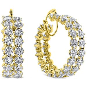 Juwelier Emo - 14 Karaat Gouden Oorbellen Zirkonia Stenen